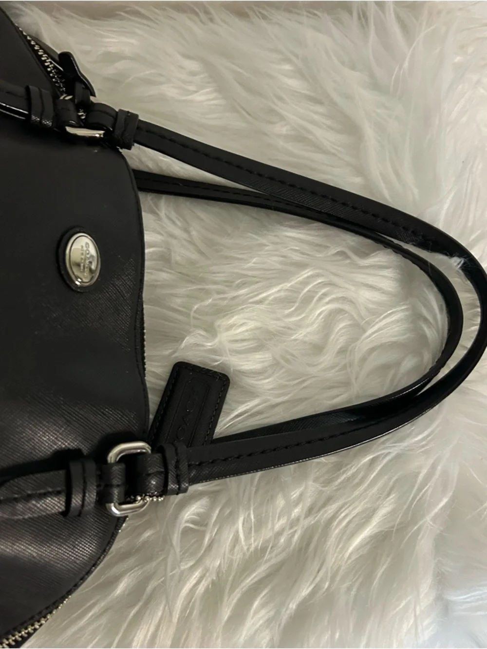 Coach Black Leather Shoulder Bag Silver Hardware structured Tote Classic - Picture 10 of 12